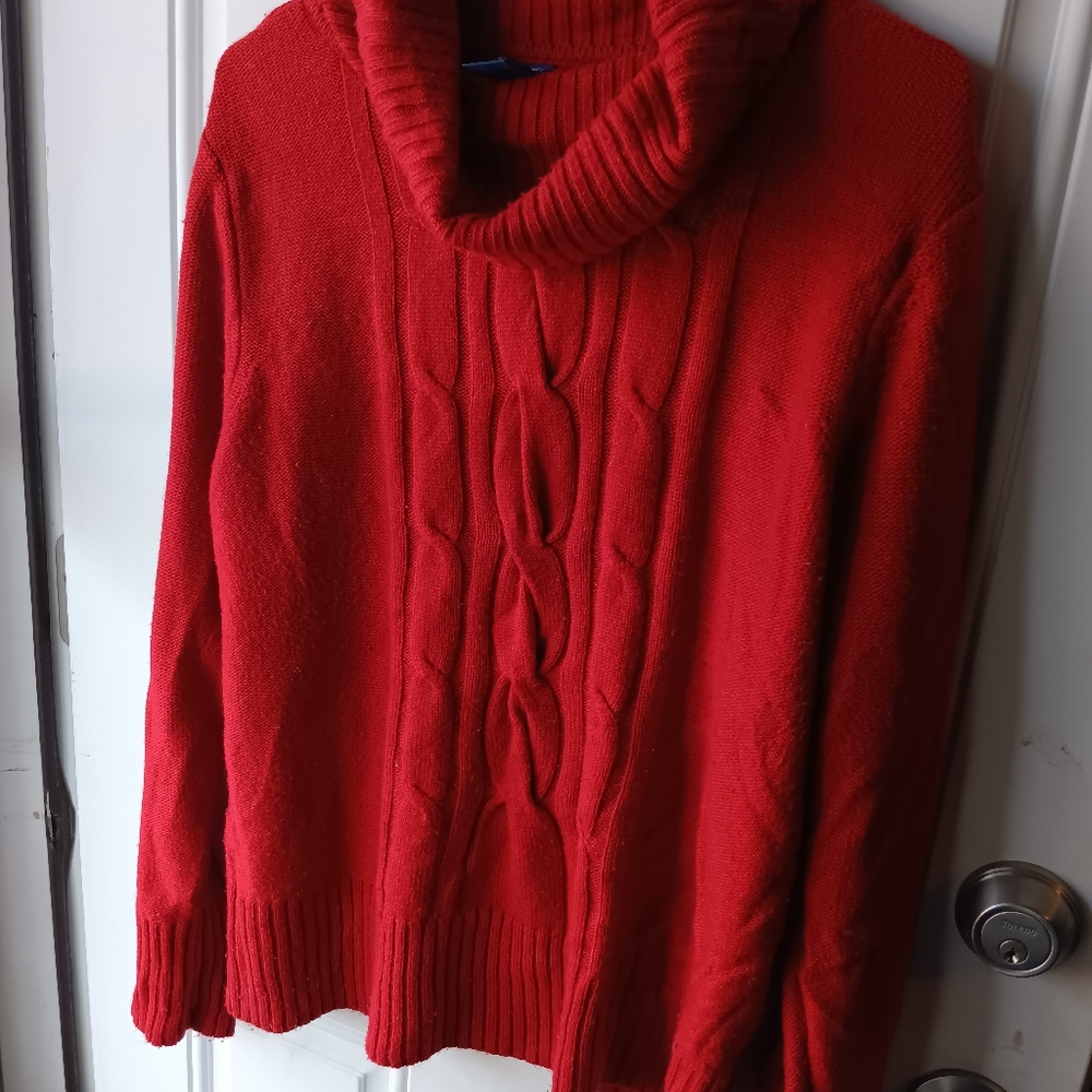 Vintage Basic Editions Red Knitted Turtle Neck Sw… - image 1